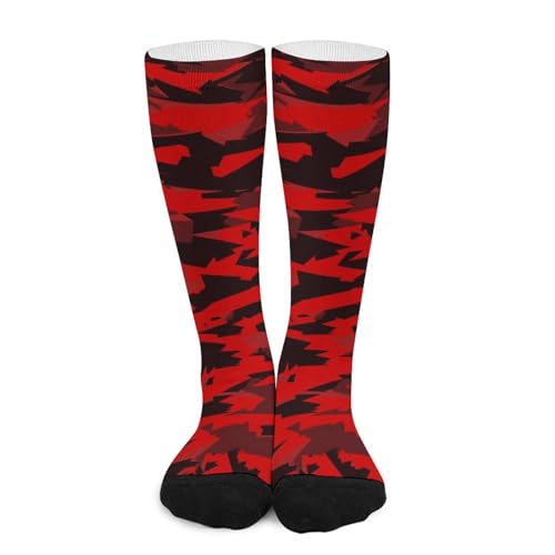 Mid-Calf Casual Socks,Camouflage Military Camo Red Breathable Athletic Running Socks Fashion Sport Socks For Women Men
