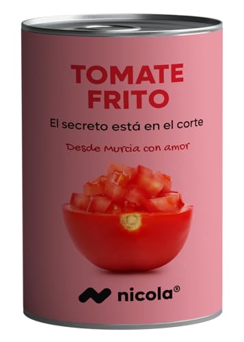 Nicola Tomate Frito Pack 12 Uds, Receta Familiar sin Conservantes, Sin Gluten, Apto para Veganos, de Murcia