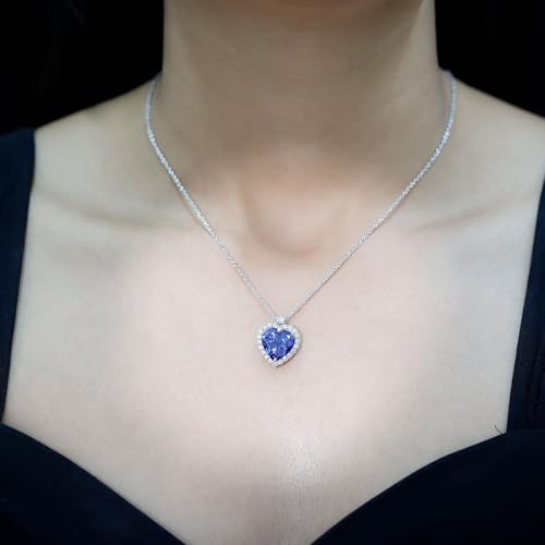 12 mm Heart Necklace with Moissanite Halo in Sterling Silver – Includes Chain – Romantic Gift for Her3