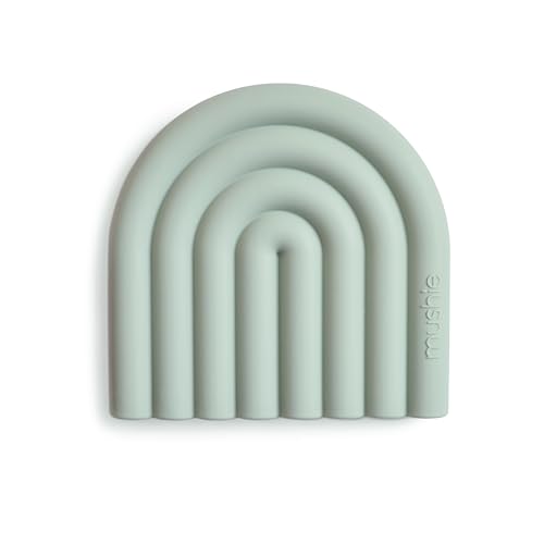 Image of mushie Silicone Baby Teether Toy | Rainbow (Cambridge Blue)