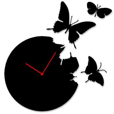 Butterfly Time Fly Wall Clock DIY Art Home Decor Black