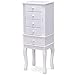 Giantex Jewelry Cabinet Armoire with 5 Drawers, Storage Chest Stand Large Bottom Drawer Side Swing Doors Removable Organizer Wood Finish Christmas, Standing Jewelry Armoires w/Flip Top Mirror