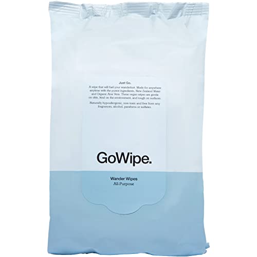 Image of Travel Size Wipes - With 100% Plant Based Fibers, Vitamin E, Organic Aloe Vera, & New Zealand Water - Vegan & Unscented Multi Purpose Sensitive Wipes for Face, Hands, & Surfaces by GoWipe - 25 Sheets