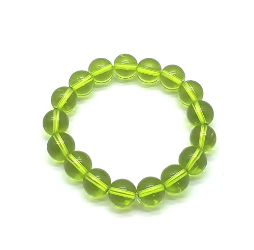 Bracelet péridot et quartz 10mm LKBEADS pour homme et femme de 19cm