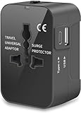 Travel Adapter, Universal Power Adapter Worldwide Wall AC Power Plug Converter Travel Charger with Type-C and USB-A Charging Ports for USA EU UK AUS Mobile Phones, Tablets, MP3s and Shavers