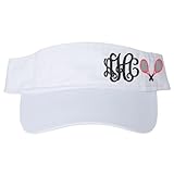 Women's Custom Monogrammed Tennis Racquet Initials Visor, Embroidered Handmade Adjustable, Distresse