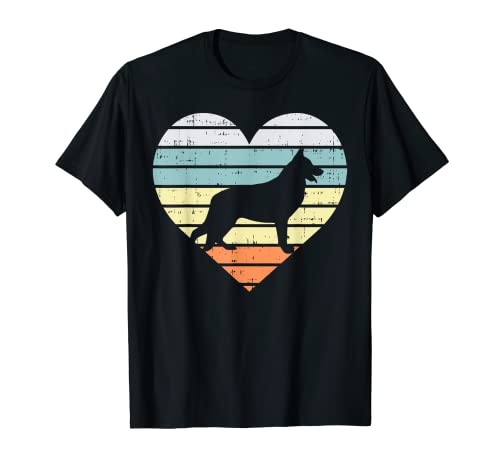 German Shepherd Silhouette Heart Retro Dog Girls Women Gift T-Shirt
