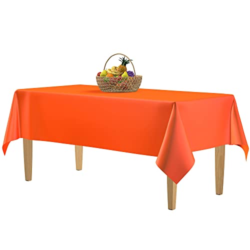 14 Pack Premium Orange Plastic Tablecloth - 54 x 108 in. Disposable Rectangle Plastic Table Cloth - Decorative Rectangle Table Cover Smooth Tablecloth - Disposable Table Cloths For Parties, Weddings - Thumbnail 6