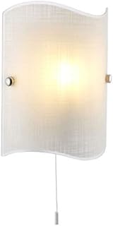 E14 Single Matt White Glass & Polished Chrome Pull Cord Switch Wall Light
