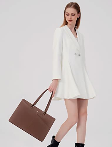 Image of LOVEVOOK Laptop Bag for Women 15.6 Inch Tote Bags Waterproof Leather Briefcase Computer Women Business Office Work Bag,Dark Brown