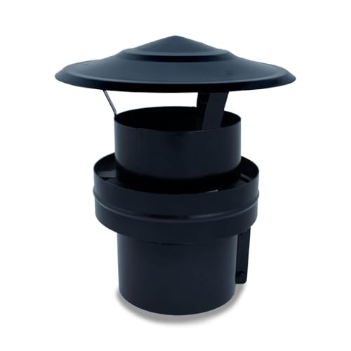 CAEXVEN Sombrerete Deflector para chimeneas en Acero pintado en Negro - Serie lisa - 110 mm