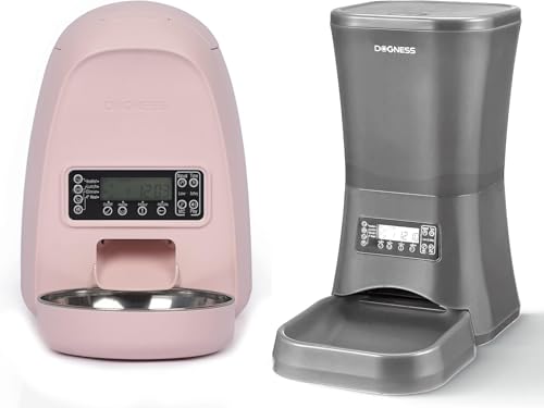 Dogness Timed Cat Feeder, 2L Automatic Dog Feeder with Timer Auto Pet Food Dispenser for Kitten Puppy, Timed Dog Feeder Easy Portion Control Voice Recording (Pink)