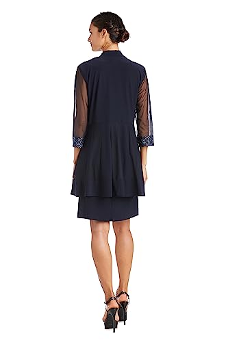 Image of R&M Richards Women's Petite Glitter Trim Jacket Dress
