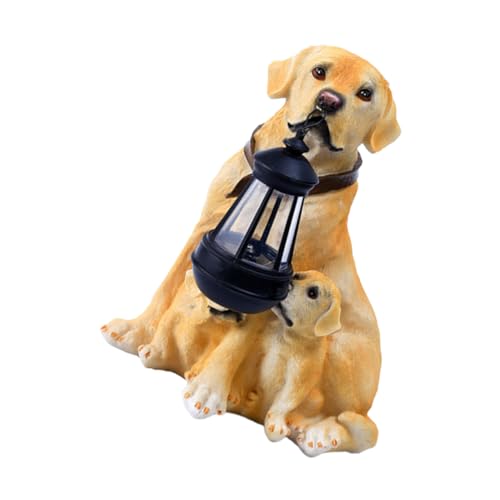 Lampe solaire jardin chien résine pour baliser une allée sombre