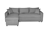 Convertible en lit d'appoint LOUNGITUDE Canapé d\'angle 4 Places Convertible et Réversible Maria avec Coffre en Tissu