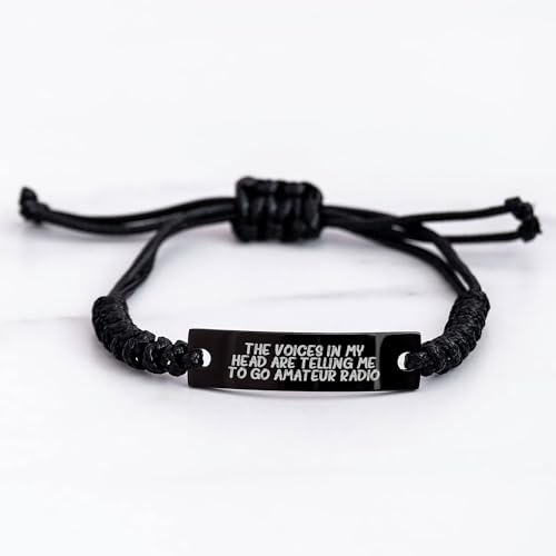 Pulsera ajustable negra de cuerda para aficionados a Radioafición miniatura 3