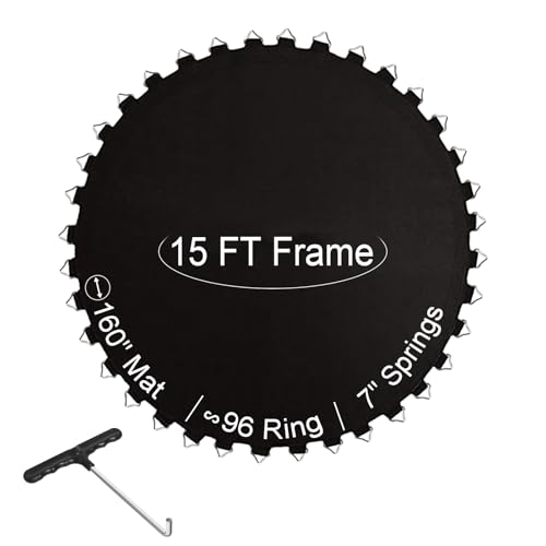 Trampoline Replacement Mat Fits 15 ft Round Trampoline Frame Using 7 Springs 96 V-Hooks Premium Jumping Mat with Spring Hook