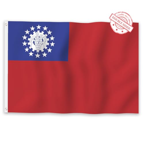Drapeau Myanmar 180x300cm grand format double face avec oeillets pour exterieur