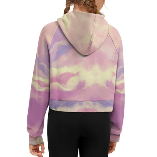 Sweatshirt for Girls Cropped Hoodies Half Zipper Pullover Cute Clothes for Kids Fall Jackets with Pockets 5-143