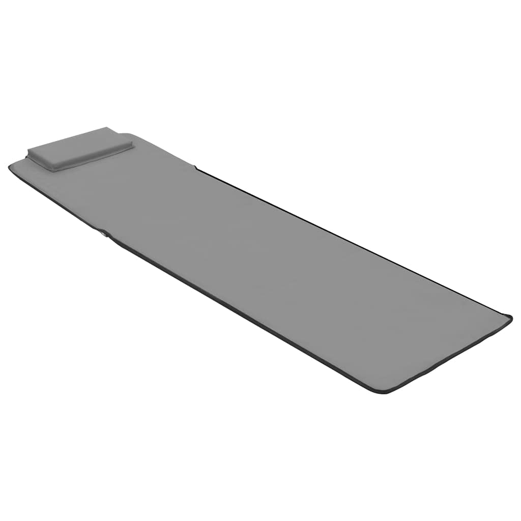 Set di 2 stuoie da spiaggia pieghevoli in acciaio e poliestere, grigio | Materassino portatile da giardino con schienale regolabile, poggiatesta e pratico vano portaoggetti.