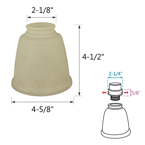 Image of Aspen Creative Antique 23104-4 Transitional Style Replacement Bell Shaped Glass Shade, 2 1 /8 inch Fitter Size, 4 1 /2 inch high x 4 5 /8 inch Diameter, 4 Pack
