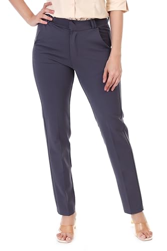 Image of modny Formal Trousers for Women Premium Polycotton, Regular Fit, Straight Pant for Girls | Ideal for Office, College & Professional Wear