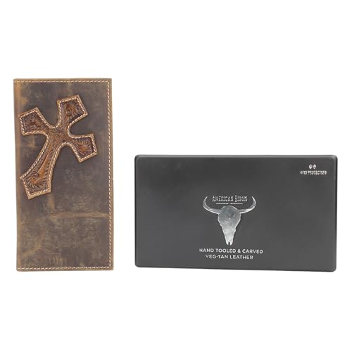 American Bison Oil Pull Up Leather Rodeo Wallet – Tooled Western Design, Durable & Stylish (Brown)2