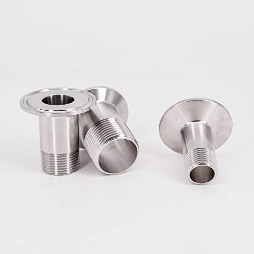 Adaptador 3/8" BSPT macho a Tri Clamp de 0,75" en acero inoxidable SUS 304 5