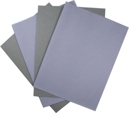 Image of KCS 4 /6 pc of 12 inch x 18 inch(30cmx45cm) 16 Count Cotton Aida Cloth Cross Stitch Fabric (4 pc,Light Steel Grey+Medium Grey)