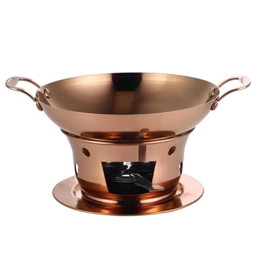 WOTZOV Juego de Buffet de Plato Caliente de Acero Inoxidable con Estufa de Alcohol, Olla Caliente Comercial de Caldera Seca para Bodas, Catering y Fiestas.，Rose Gold22cm