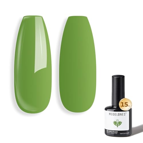 Image of modelones Green Gel Polish Olive Green Gel Nail Polish Pistachio Nail Polish Spring Summer Soak Off LED Nail Art DIY Nail Manicure 15ML