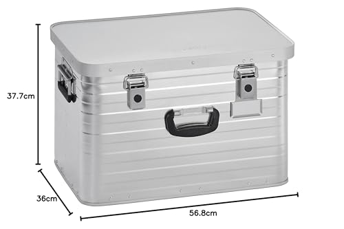 Enders Alubox 63 L mit Schloss Set - Aluminium Box 1 mm Wandstärke, spritzwasserdicht, stapelbar - Alukiste, Metallkiste, Metallbox mit Deckel - verwendbar als Transportbox, Werkzeugkiste, Lagerbox