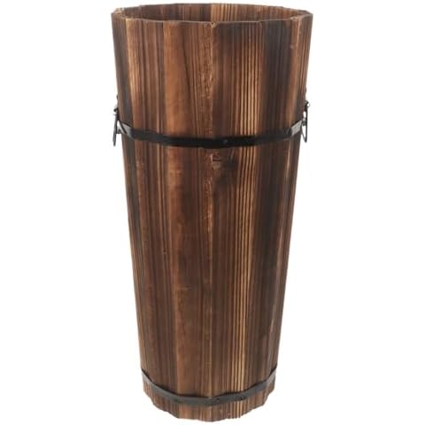 ABOOFAN Wooden Umbrella Stand for Entryway Rustic Umbrella Holder Freestanding Cane Stand Decorative Umbrella Rack Tall Basket Flower Vase for Laundry Bathroom Cover