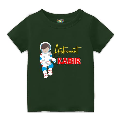 Image of Customised Astronaut Theme T Shirt Birthday Decoration for Boys - Kids Personalised Custom Return Gifts (cus-Astro-boy)