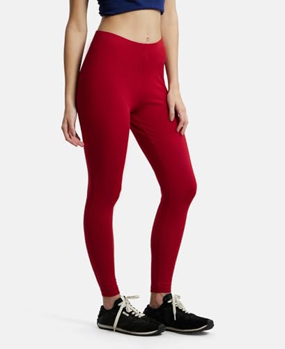 Image of Jockey AW87 Women Super Combed Cotton Elastane Stretch Leggings with Ultrasoft Waistband