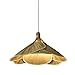 LBSWYH Bambusowy wentylator wisiorek oświetlenie Rattanowe światło, ręczne szycie DIY tkany żyrandol w stylu Vintage jadalnia 1 lekka lampa wisząca sufitowa E27 lampa wisząca