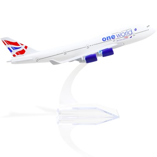 QIYUMOKE 1/400 British Aircraft 747 Model - Kit Modello di Aereo in Metallo Pressofuso con Supporto (6 pollici) Boeing 747 modello di Aeroplano, Regalo per gli Appassionati di Aviazione
