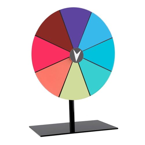 HOOTO Spinning Prize Wheel 20CM Tabletop Spin Wheel for Prizes with Stand 8 Color Slots Tabletop Roulette Spinner Erasable Surface for Trade Show Carnival Party Fortune Game