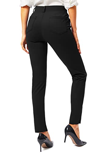 Rammus Womens Yoga Dress Pants With Pockets 26"/28"/30" Stretch Work Leggings For Women Pull On Skinny Slacks For Business Office Casual Black #TOP2