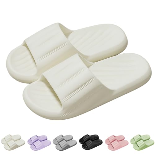 Cozislides - Chanclas originales para mujer y hombre, suaves, antideslizantes, para verano, para interiores y exteriores, chanclas, Blanco, 38
