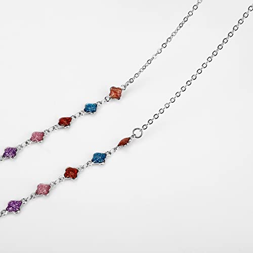 Image of Eyeglass Chain Silver Stainless Steel Handmade Necklace for Reading Glasses Sunglass Beaded Chains for Men Women