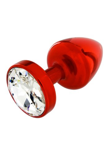Plug anal métallique strass Swarovski rouge 3,5mm initiation anale