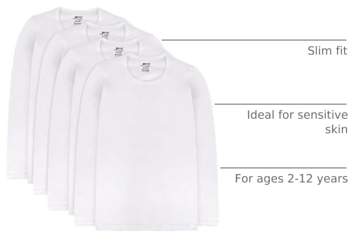 Image of Brix Girls' Long Sleeve Tees - 100% Cotton Tagless 4 -Pack Crew Neck Super Soft Cotton T Shirts.