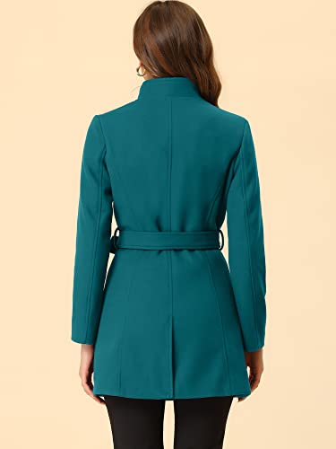 Image of Allegra K Women's Winter Elegant Stand Collar Overcoat Long Belted Pea Coat