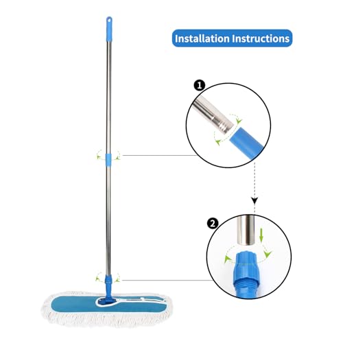 Image of 24 inch Commercial Dust Mop, MEIBEI Dust Floor Mop with Cotton mop Head, Dust Mop for Hardwood Floors with Long Handle, Industrial Dust Mop for Factory, Shopping Mall, Garage, Company, Hotel (24*5 inch)
