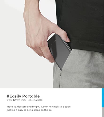 Momax Portable Charger, 10000Mah 20W Pd Aluminum Ultra Slim Power Bank 3A High-Speed Thin Phone Charger With 2 Input & 2 Output Compatible With Iphone, Samsung Galaxy, Macbook, Pixel & More (Grey) #TOP6