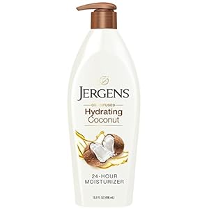 Jergens Hydrating Coconut Body Lotion, Hand and Body Moisturizer Hydrates Dry Skin Instantly, Infused with Coconut Oil, Dermatologist Tested, 16.8 oz