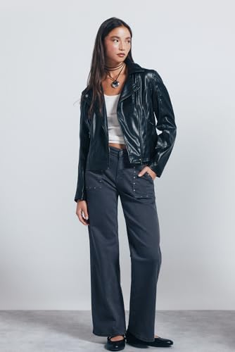 Chaqueta biker fitted para mujer Springfield con bolsillos y forro con solapas 4