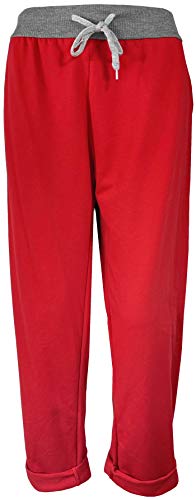 K-Milano Pantalones de chándal para mujer de algodón con estampado de colores lisos. rojo 44-48 Cover
