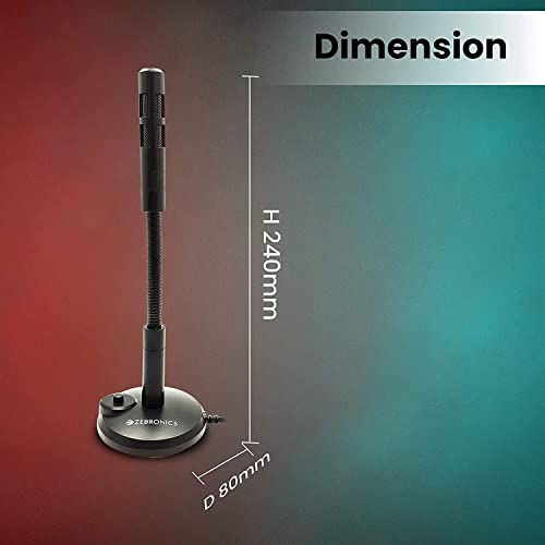 Image of (Refurbished) Zebronics ZEB-SM600 PRO Omnidirectional Desktop Microphone, 3.5mm Connector, Flexible Design, 2 Meter Braided Cable, mic ON Off Option, Clear Audio Recording and Plug Play Usage